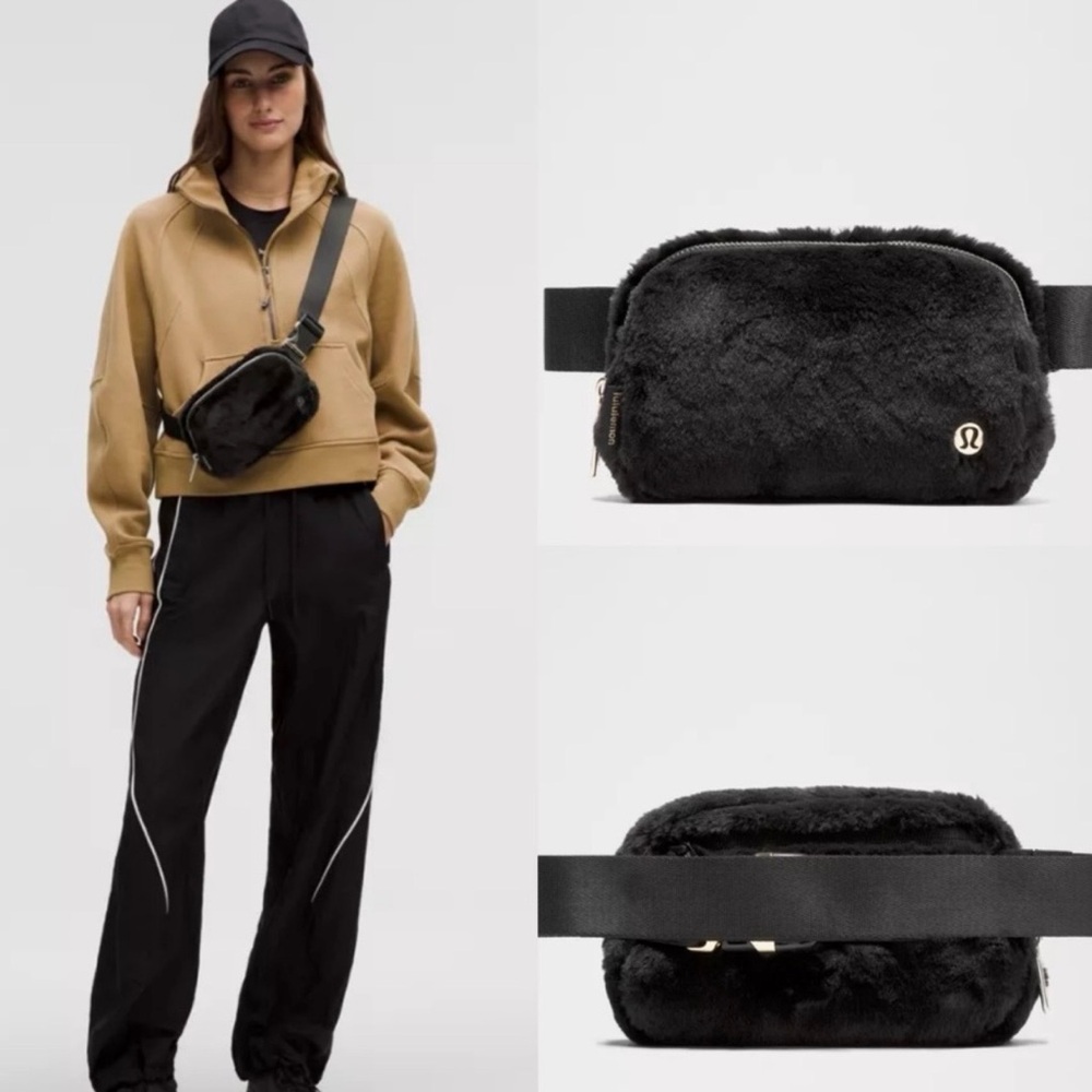 Lululemon NWT Everywhere Belt Bag *Plush Fleece Black/Gold